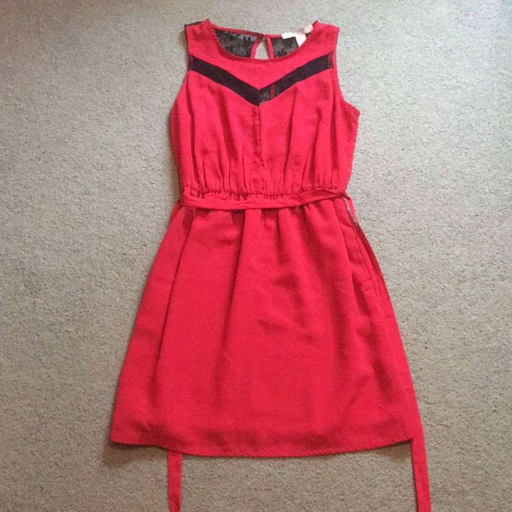 Forever21 Red Chiffon Lace Dress